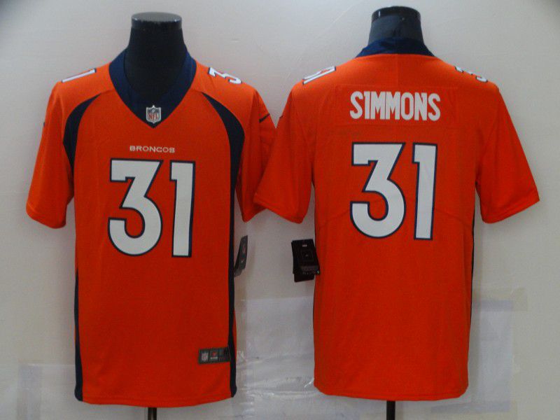 Men Denver Broncos #31 Simmons Orange Nike Vapor Untouchable Limited 2021 NFL Jersey
